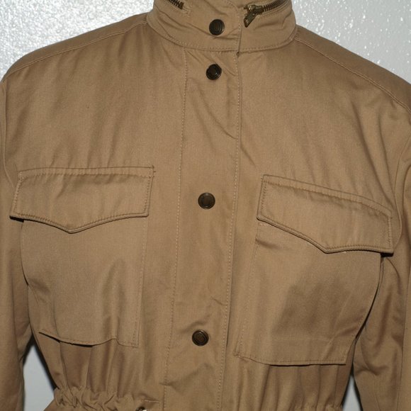 London fog string lined hooded military brown jacket M - Picture 2 of 16